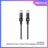 REMAX - RC-C162 C-C Walking Series Type-C to Type-C Fast Charging Data Cable (100W) - Black